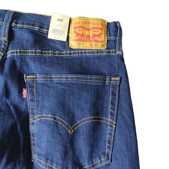 Levi's 502 Taper (Mens Size 36x32) Blue Denim Jeans Stretch Flex Medium Wash New - Picture 6 of 10